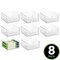 mDesign Office Plastic Storage Organizer Bin with Open Dip Front, 8 Pack, Clear